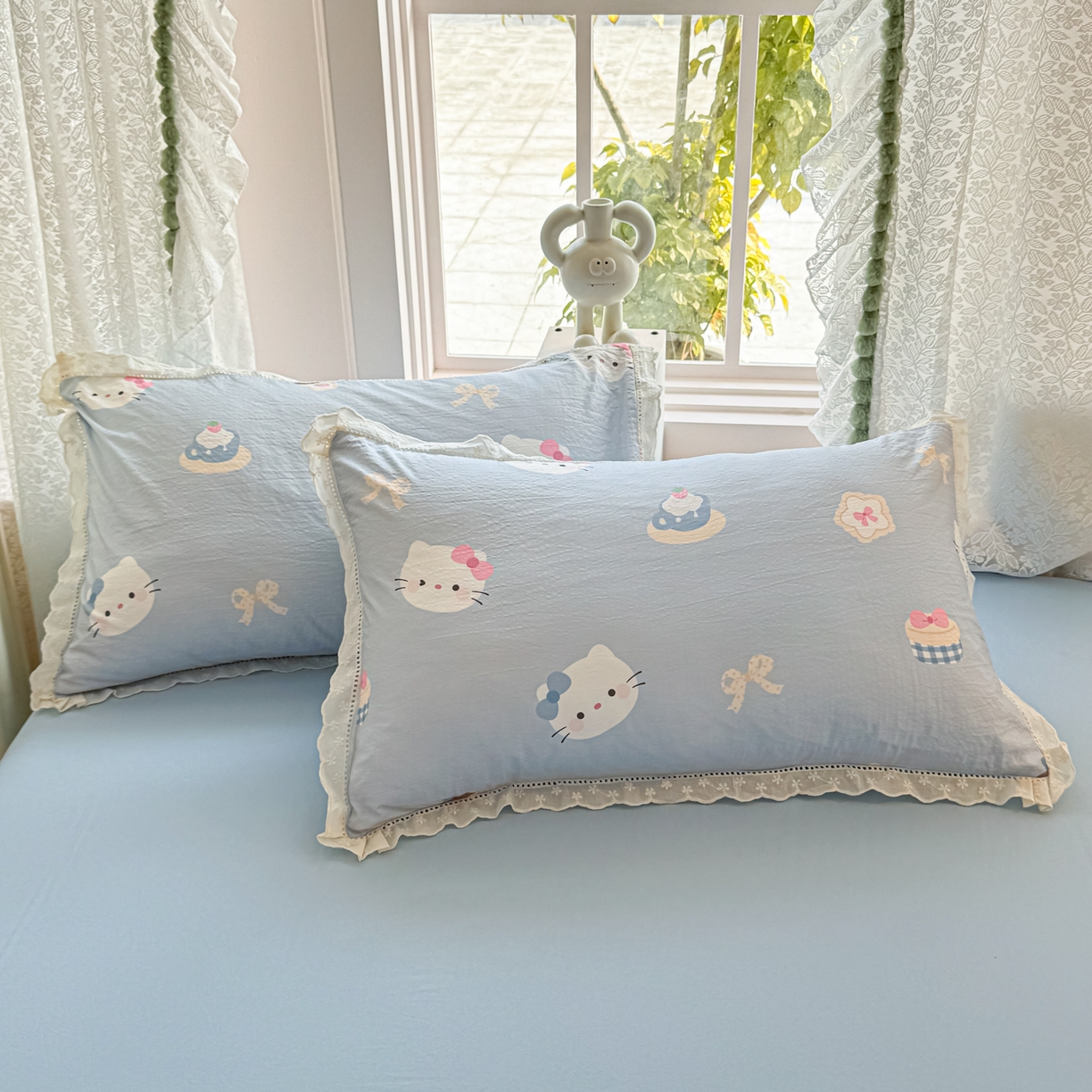 91家纺网 家纺一手货源 找家纺 寻米 2026新款全棉镂空花边云感双层纱四件套 海盐奶糖