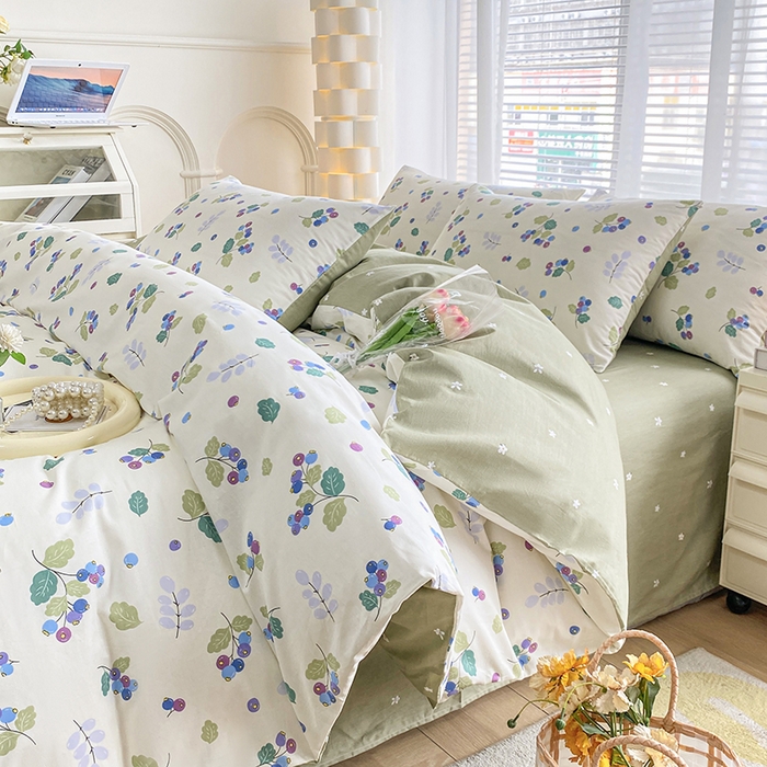 91家纺网 家纺一手货源 找家纺 （总）宇彬家纺 2026直播新款13372A类全棉纯棉印花床单床笠款四件套和单被套喷气清新简约