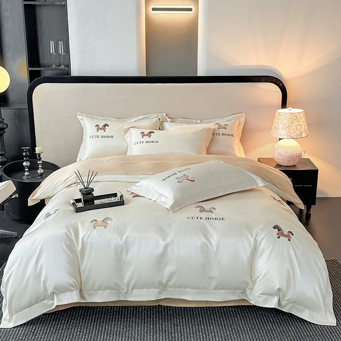 （总）618家纺 2026新款A类50S-100 支全长绒棉棉纯棉绣花四件套-爱马系列