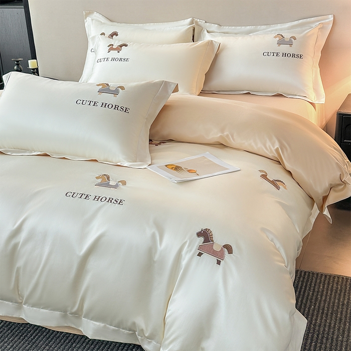 91家纺网 家纺一手货源 找家纺 （总）618家纺 2026新款A类50S-100 支全长绒棉棉纯棉绣花四件套-爱马系列