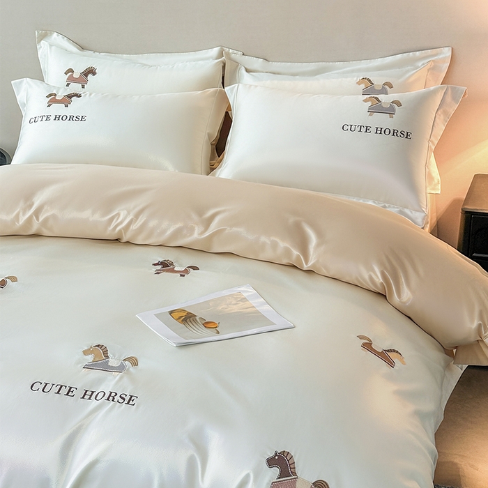 91家纺网 家纺一手货源 找家纺 （总）618家纺 2026新款A类50S-100 支全长绒棉棉纯棉绣花四件套-爱马系列