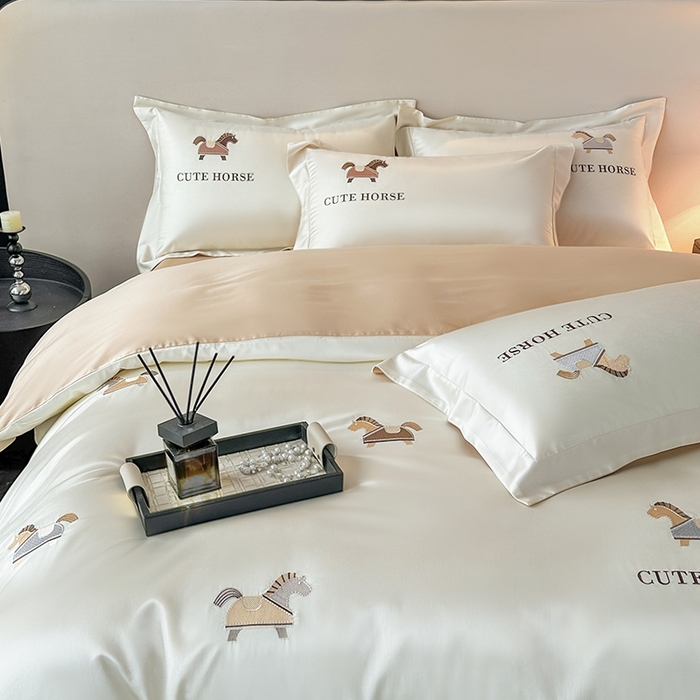 91家纺网 家纺一手货源 找家纺 （总）618家纺 2026新款A类50S-100 支全长绒棉棉纯棉绣花四件套-爱马系列