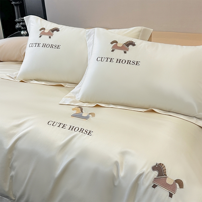 91家纺网 家纺一手货源 找家纺 （总）618家纺 2026新款A类50S-100 支全长绒棉棉纯棉绣花四件套-爱马系列