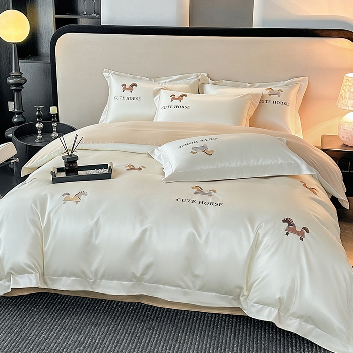 91家纺网 家纺一手货源 找家纺 （总）618家纺 2026新款A类50S-100 支全长绒棉棉纯棉绣花四件套-爱马系列