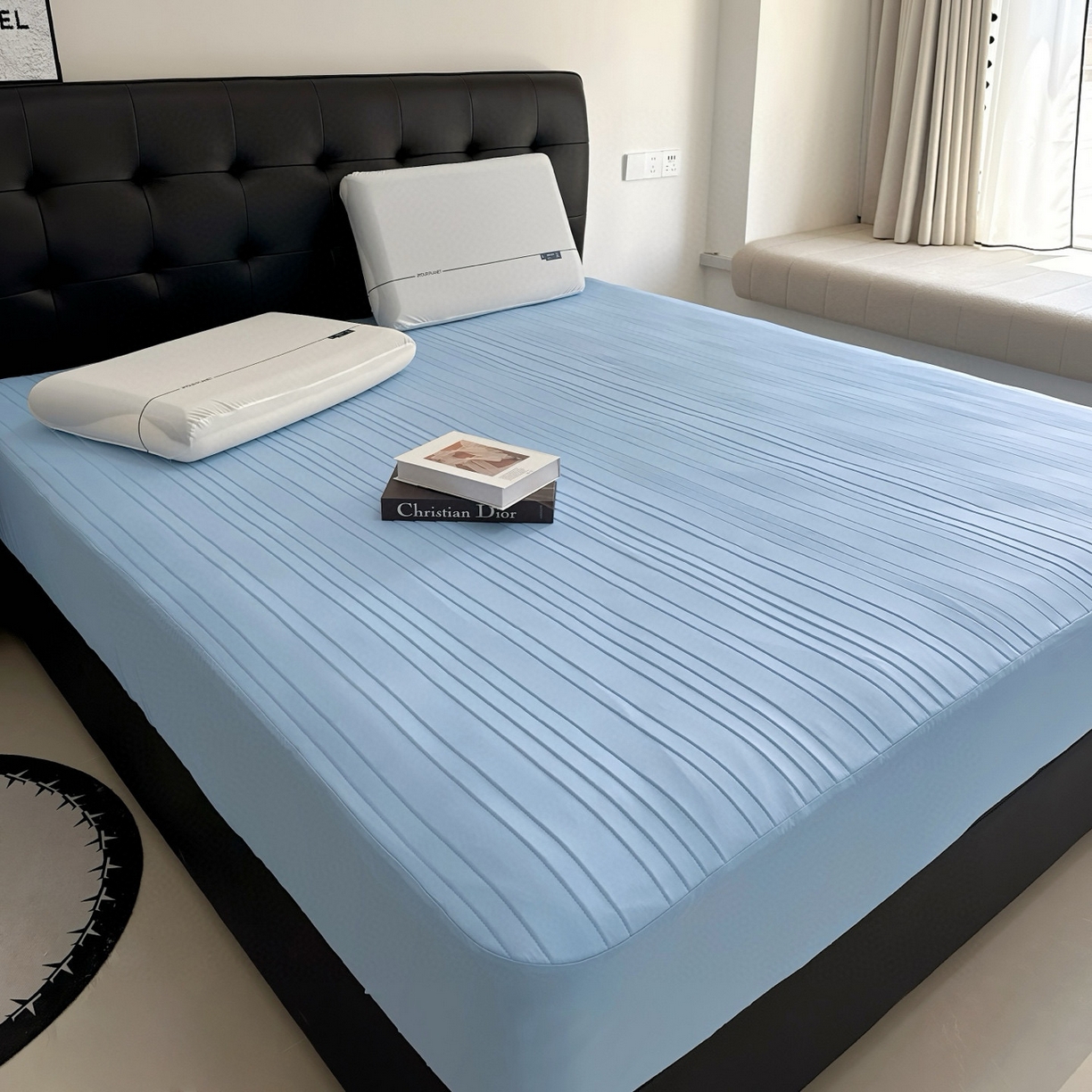 91家纺网 家纺一手货源 找家纺 兜米家居 2026新款夏日睡眠自然凉感夏凉垫 天蓝