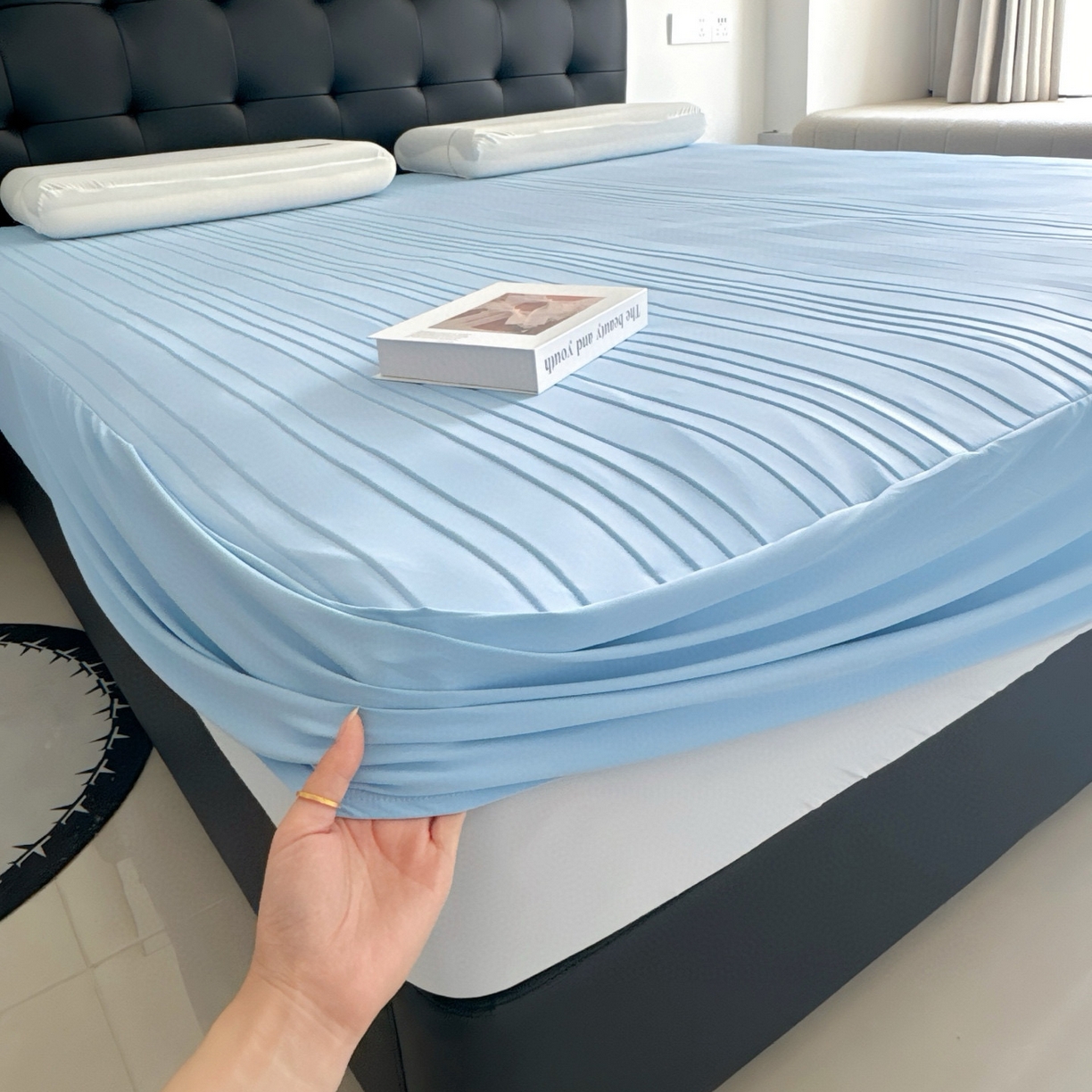 91家纺网 家纺一手货源 找家纺 兜米家居 2026新款夏日睡眠自然凉感夏凉垫 天蓝