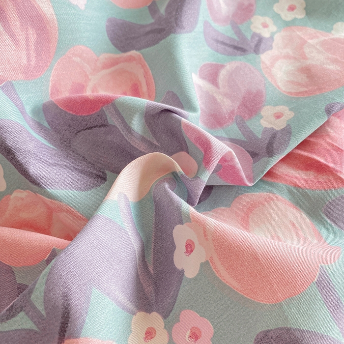 91家纺网 家纺一手货源 找家纺 宇彬家纺 2026直播新款13372A类全棉纯棉印花床单床笠款四件套和单被套喷气清新简约 花香丽影