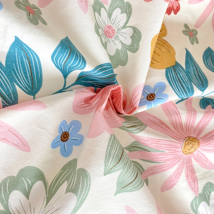 91家纺网 家纺一手货源 找家纺 宇彬家纺 2026直播新款13372A类全棉纯棉印花床单床笠款四件套和单被套喷气清新简约 米兰春天