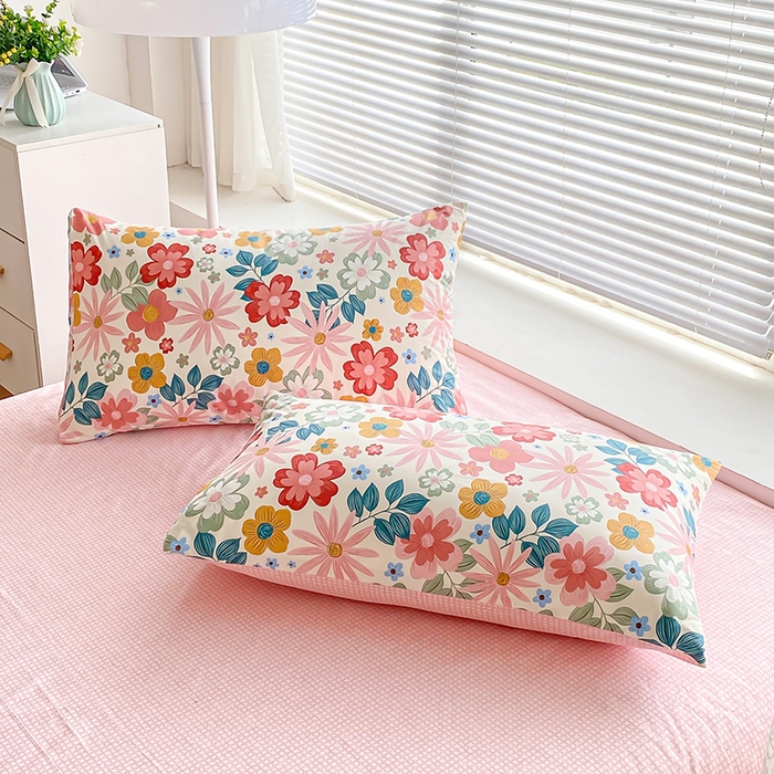 91家纺网 家纺一手货源 找家纺 宇彬家纺 2026直播新款13372A类全棉纯棉印花床单床笠款四件套和单被套喷气清新简约 米兰春天