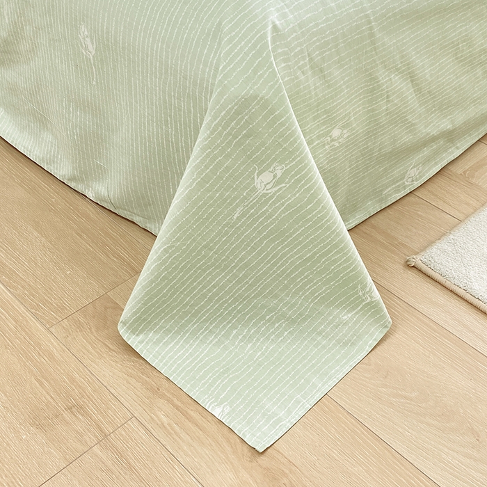 91家纺网 家纺一手货源 找家纺 宇彬家纺 2026直播新款13372A类全棉纯棉印花床单床笠款四件套和单被套喷气清新简约 南茜花园