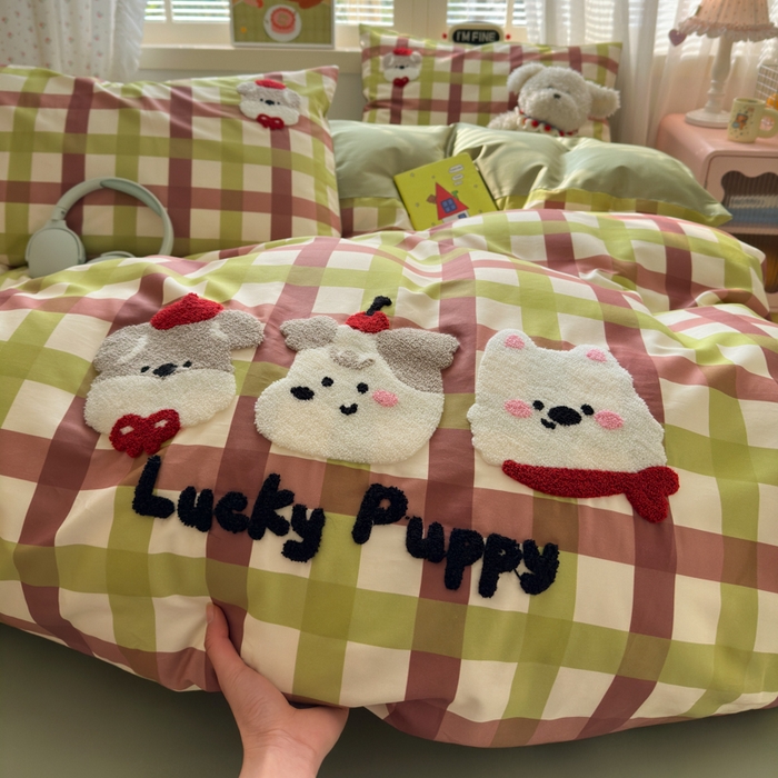 曼之夏 2026新款50支长绒棉毛巾绣四件套 幸运小狗