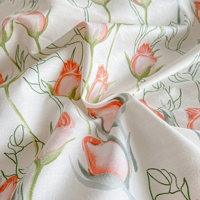 91家纺网 家纺一手货源 找家纺 宇彬家纺 2026直播新款13372A类全棉纯棉印花床单床笠款四件套和单被套喷气清新简约 南茜花园