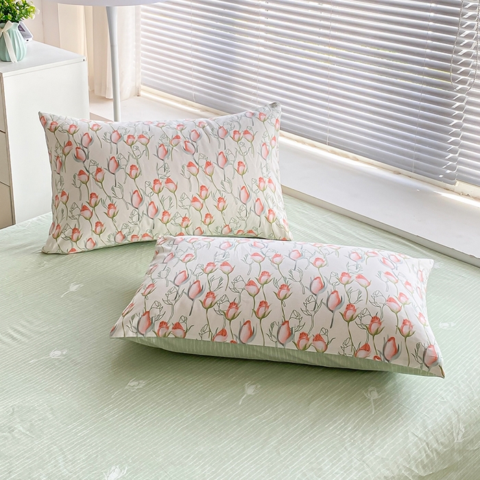 91家纺网 家纺一手货源 找家纺 宇彬家纺 2026直播新款13372A类全棉纯棉印花床单床笠款四件套和单被套喷气清新简约 南茜花园