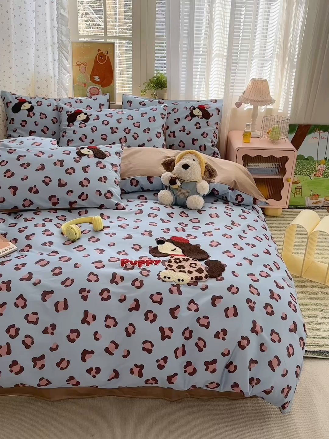 91家纺网 家纺一手货源 找家纺 曼之夏 2026新款50支长绒棉毛巾绣四件套 豹纹泰迪