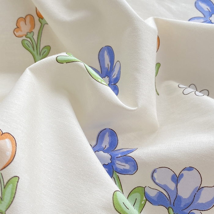 91家纺网 家纺一手货源 找家纺 宇彬家纺 2026直播新款13372A类全棉纯棉印花床单床笠款四件套和单被套喷气清新简约 蓝调时光