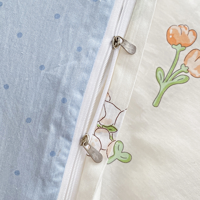 91家纺网 家纺一手货源 找家纺 宇彬家纺 2026直播新款13372A类全棉纯棉印花床单床笠款四件套和单被套喷气清新简约 蓝调时光