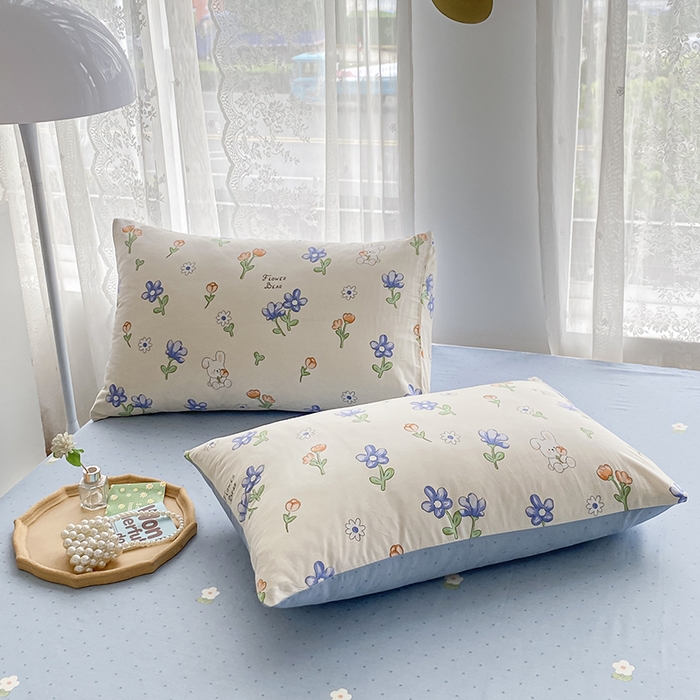 91家纺网 家纺一手货源 找家纺 宇彬家纺 2026直播新款13372A类全棉纯棉印花床单床笠款四件套和单被套喷气清新简约 蓝调时光