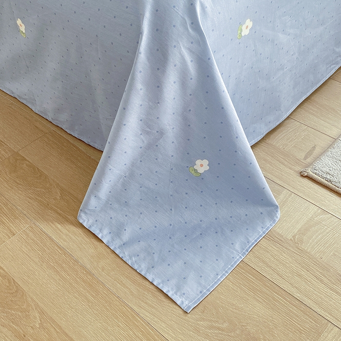 91家纺网 家纺一手货源 找家纺 宇彬家纺 2026直播新款13372A类全棉纯棉印花床单床笠款四件套和单被套喷气清新简约 蓝调时光