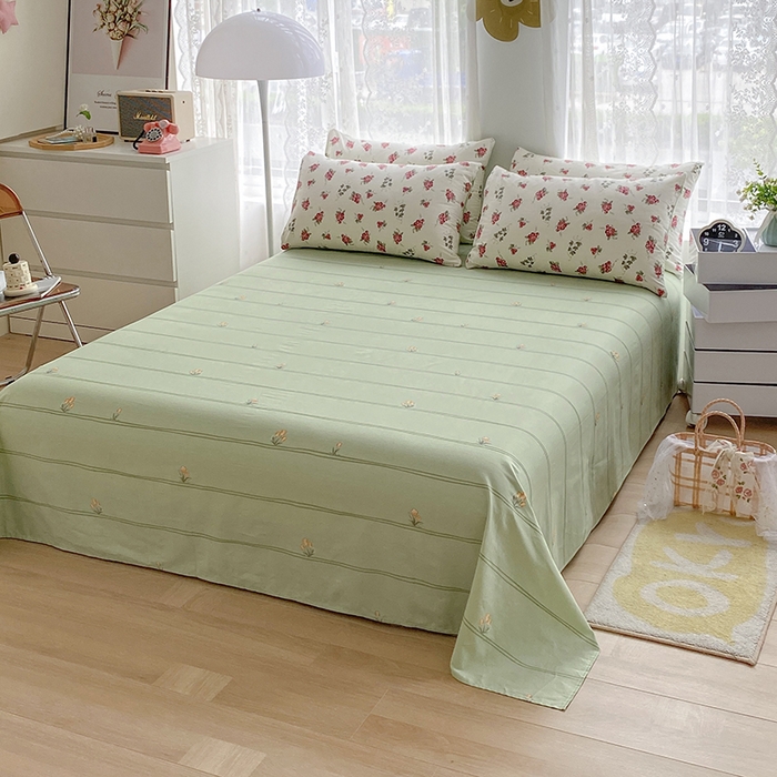 91家纺网 家纺一手货源 找家纺 宇彬家纺 2026直播新款13372A类全棉纯棉印花床单床笠款四件套和单被套喷气清新简约 葡香满庭