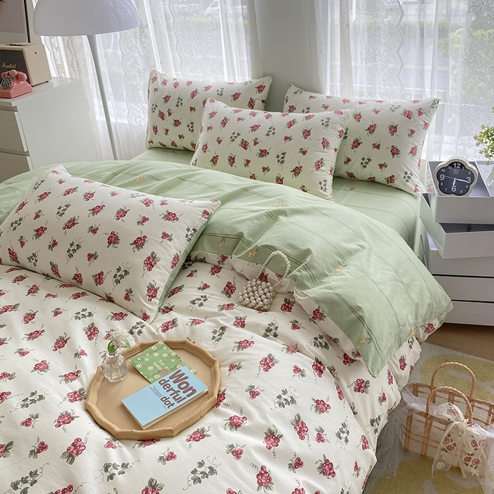 91家纺网 家纺一手货源 找家纺 宇彬家纺 2026直播新款13372A类全棉纯棉印花床单床笠款四件套和单被套喷气清新简约 葡香满庭