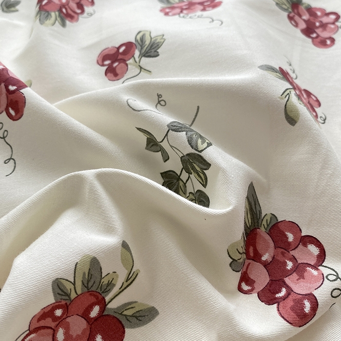 91家纺网 家纺一手货源 找家纺 宇彬家纺 2026直播新款13372A类全棉纯棉印花床单床笠款四件套和单被套喷气清新简约 葡香满庭