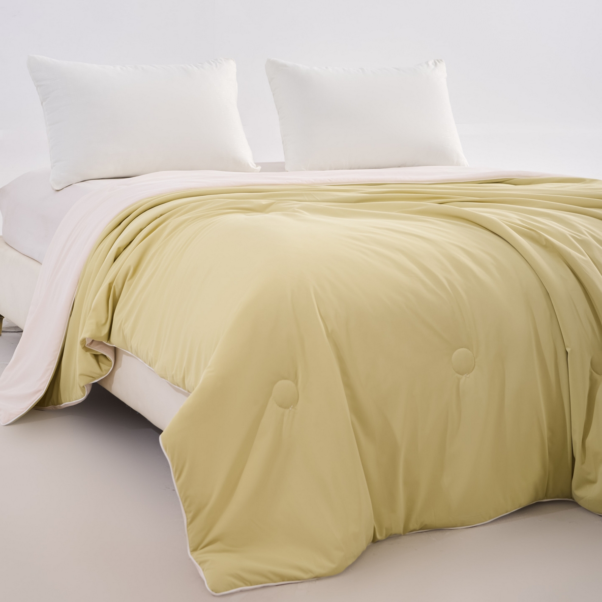 91家纺网 家纺一手货源 找家纺 漫仙阁家纺 2026年新款纯色凉感丝夏被空调被学生宿舍夏被夏凉被 奶油白+芝士黄