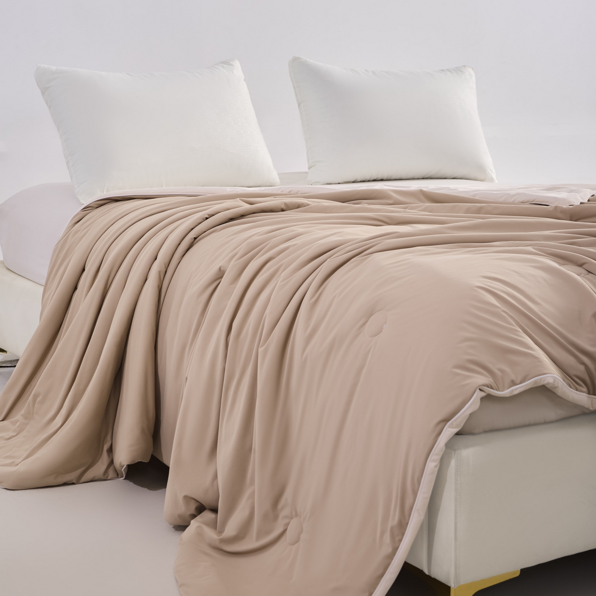 91家纺网 家纺一手货源 找家纺 漫仙阁家纺 2026年新款纯色凉感丝夏被空调被学生宿舍夏被夏凉被 奶油白+浅咖