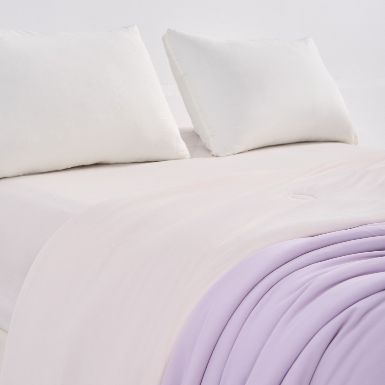 91家纺网 家纺一手货源 找家纺 漫仙阁家纺 2026年新款纯色凉感丝夏被空调被学生宿舍夏被夏凉被 奶油白+浅紫