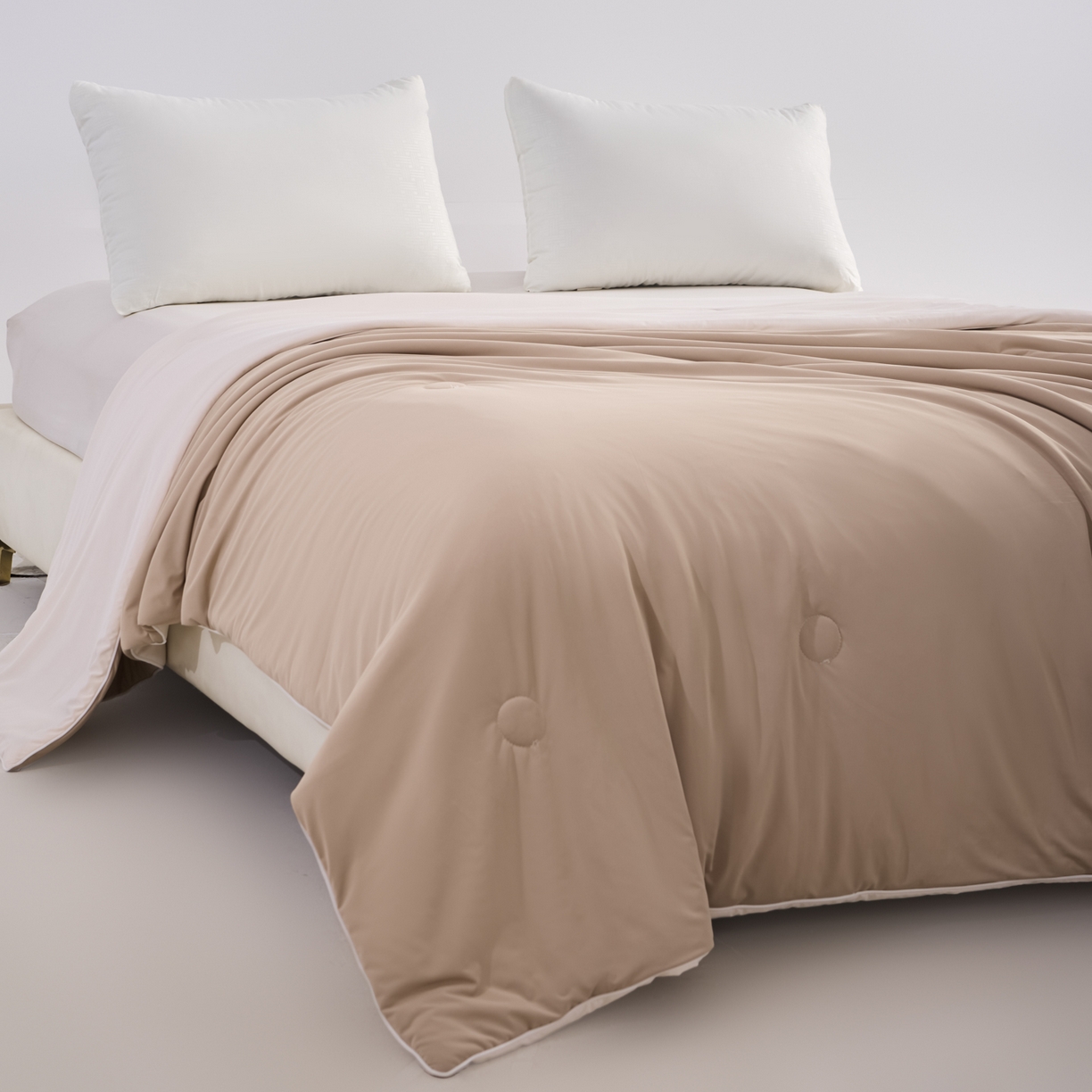 91家纺网 家纺一手货源 找家纺 漫仙阁家纺 2026年新款纯色凉感丝夏被空调被学生宿舍夏被夏凉被 奶油白+浅咖