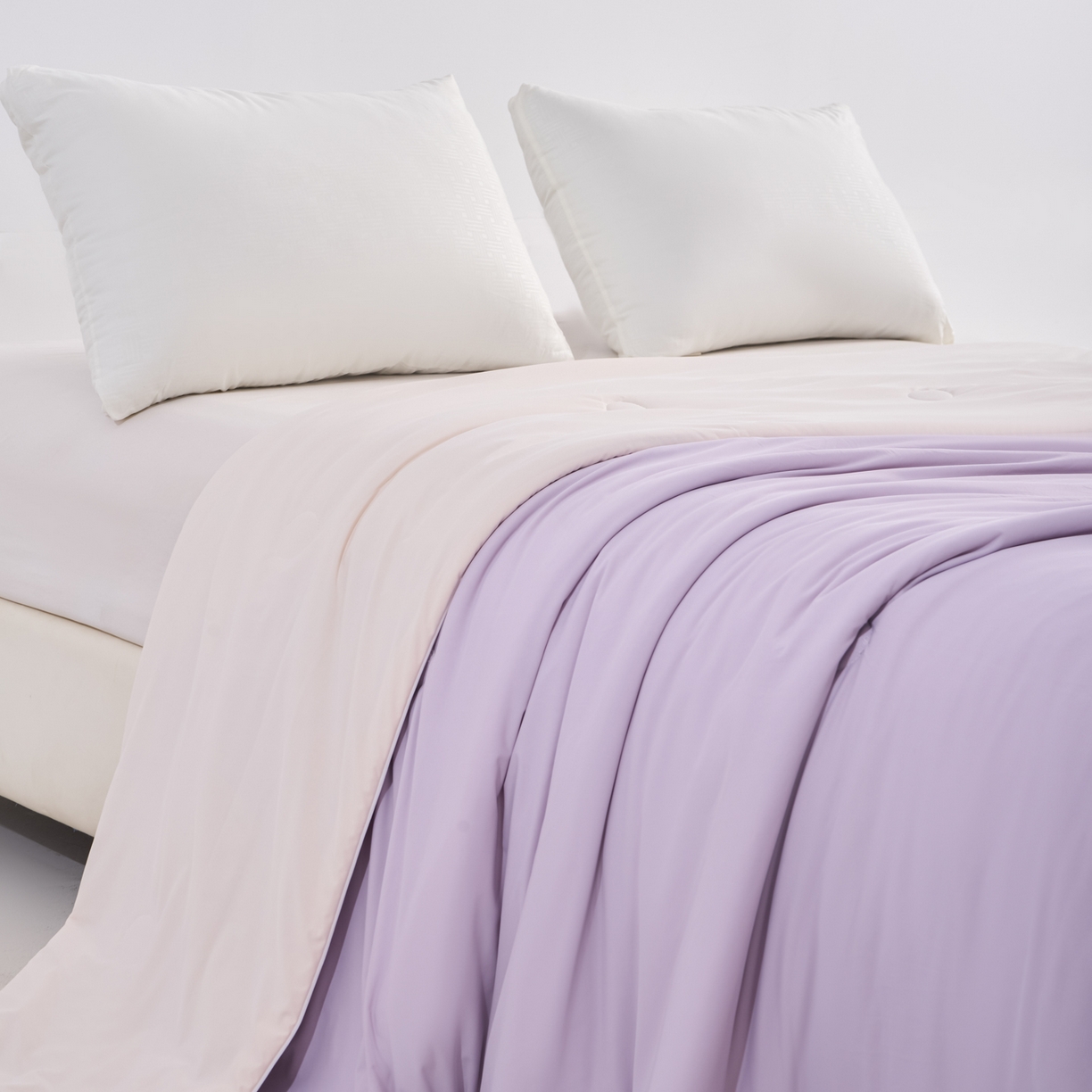 91家纺网 家纺一手货源 找家纺 漫仙阁家纺 2026年新款纯色凉感丝夏被空调被学生宿舍夏被夏凉被 奶油白+浅紫