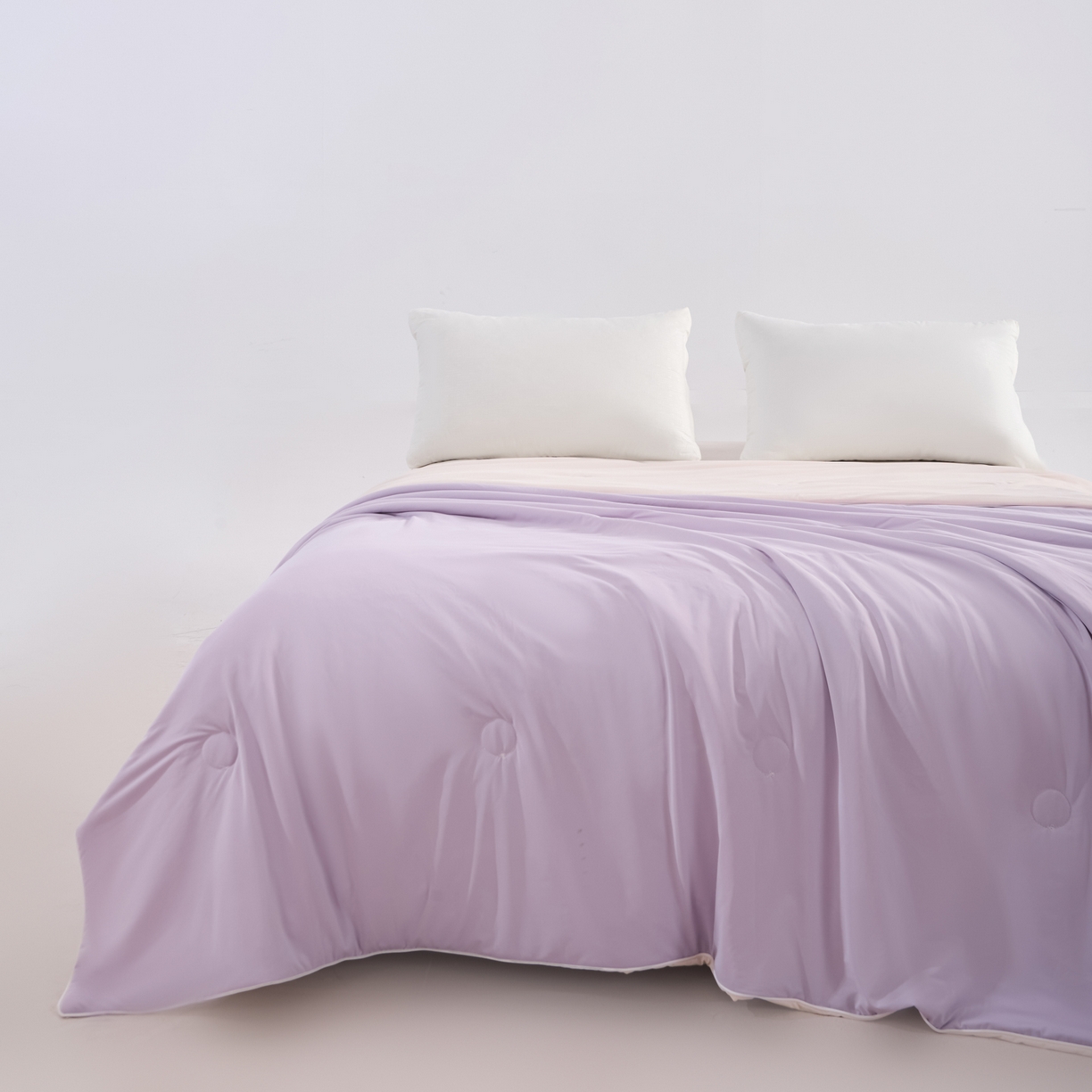 91家纺网 家纺一手货源 找家纺 漫仙阁家纺 2026年新款纯色凉感丝夏被空调被学生宿舍夏被夏凉被 奶油白+浅紫