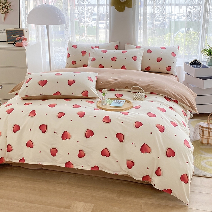 91家纺网 家纺一手货源 找家纺 宇彬家纺 2026直播新款13372A类全棉纯棉印花床单床笠款四件套和单被套喷气清新简约 心雅