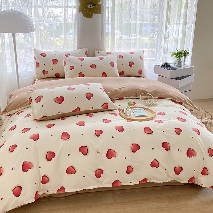 91家纺网 家纺一手货源 找家纺 宇彬家纺 2026直播新款13372A类全棉纯棉印花床单床笠款四件套和单被套喷气清新简约 心雅