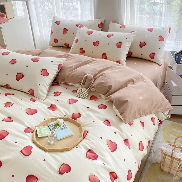 91家纺网 家纺一手货源 找家纺 宇彬家纺 2026直播新款13372A类全棉纯棉印花床单床笠款四件套和单被套喷气清新简约 心雅