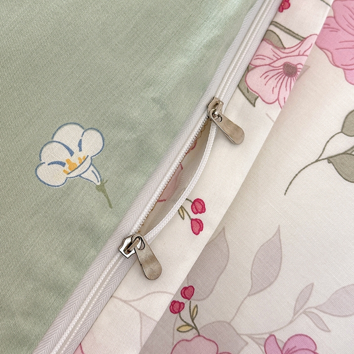 91家纺网 家纺一手货源 找家纺 宇彬家纺 2026直播新款13372A类全棉纯棉印花床单床笠款四件套和单被套喷气清新简约 花漫蹊粉