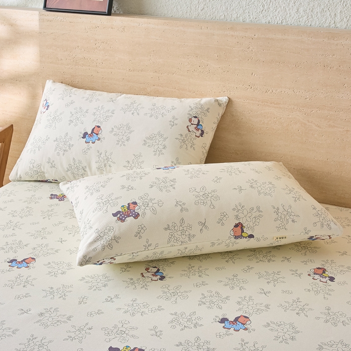 91家纺网 家纺一手货源 找家纺 大元 2026新款全棉纯棉老粗布凉席席子单床单 床单单件 花间萌马