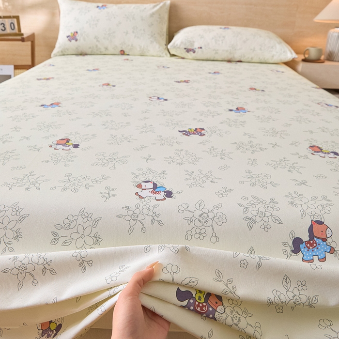 91家纺网 家纺一手货源 找家纺 大元 2026新款全棉纯棉老粗布凉席席子单床单 床单单件 花间萌马