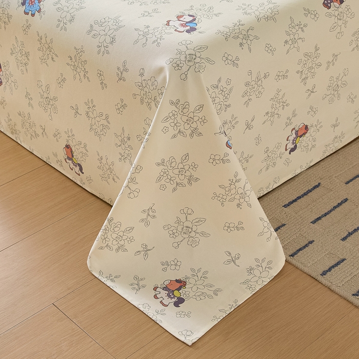 91家纺网 家纺一手货源 找家纺 大元 2026新款全棉纯棉老粗布凉席席子单床单 床单单件 花间萌马