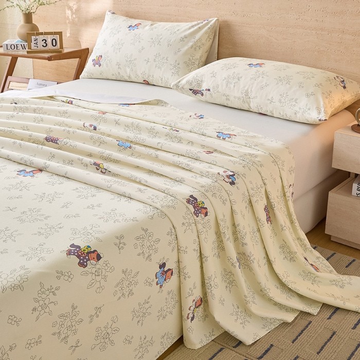 91家纺网 家纺一手货源 找家纺 大元 2026新款全棉纯棉老粗布凉席席子单床单 床单单件 花间萌马