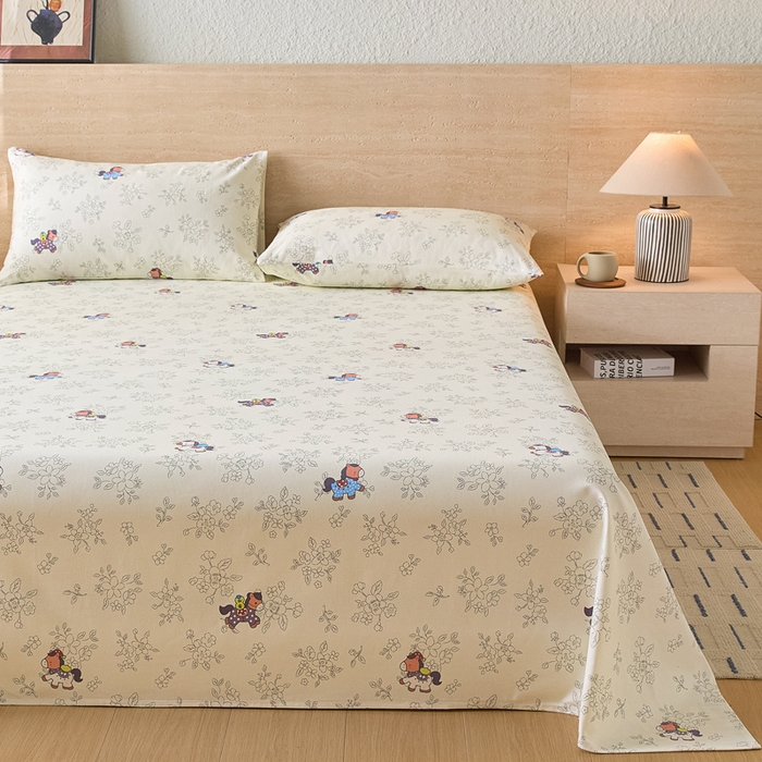 91家纺网 家纺一手货源 找家纺 大元 2026新款全棉纯棉老粗布凉席席子单床单 床单单件 花间萌马