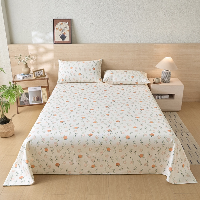 大元 2026新款全棉纯棉老粗布凉席席子单床单 床单单件 橘花浅夏
