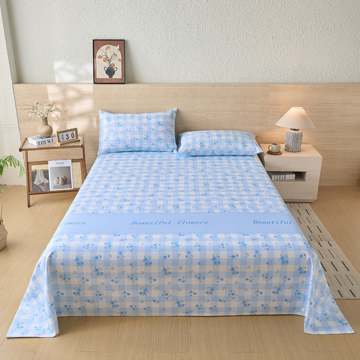 大元 2026新款全棉纯棉老粗布凉席席子单床单 床单单件 蓝格苍兰