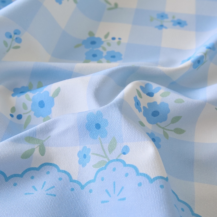 91家纺网 家纺一手货源 找家纺 大元 2026新款全棉纯棉老粗布凉席席子单床单 床单单件 蓝格苍兰