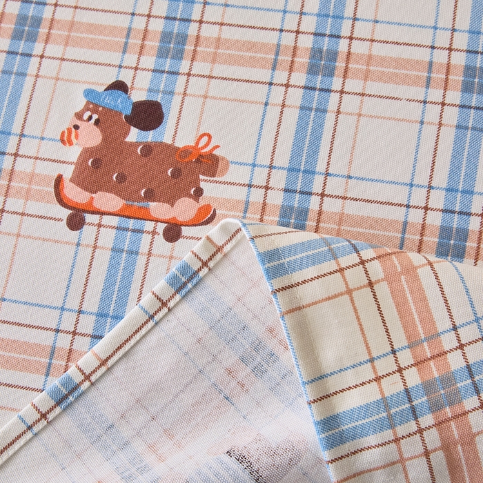 91家纺网 家纺一手货源 找家纺 大元 2026新款全棉纯棉老粗布凉席席子单床单 床单单件 奶萌腊肠狗