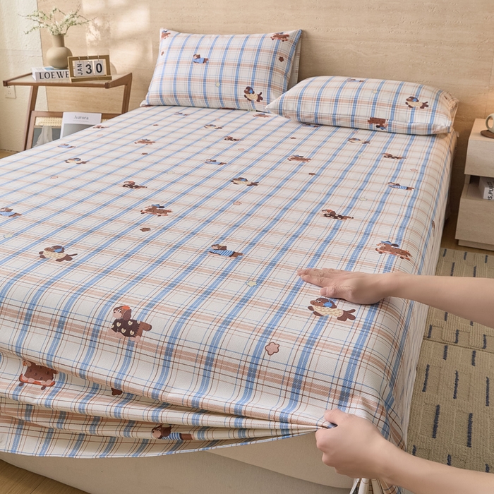 91家纺网 家纺一手货源 找家纺 大元 2026新款全棉纯棉老粗布凉席席子单床单 床单单件 奶萌腊肠狗