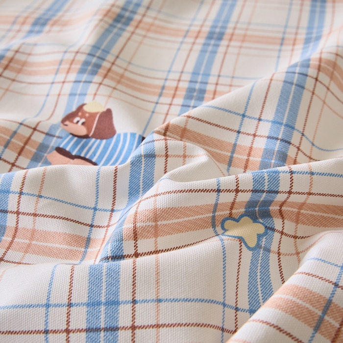 91家纺网 家纺一手货源 找家纺 大元 2026新款全棉纯棉老粗布凉席席子单床单 床单单件 奶萌腊肠狗