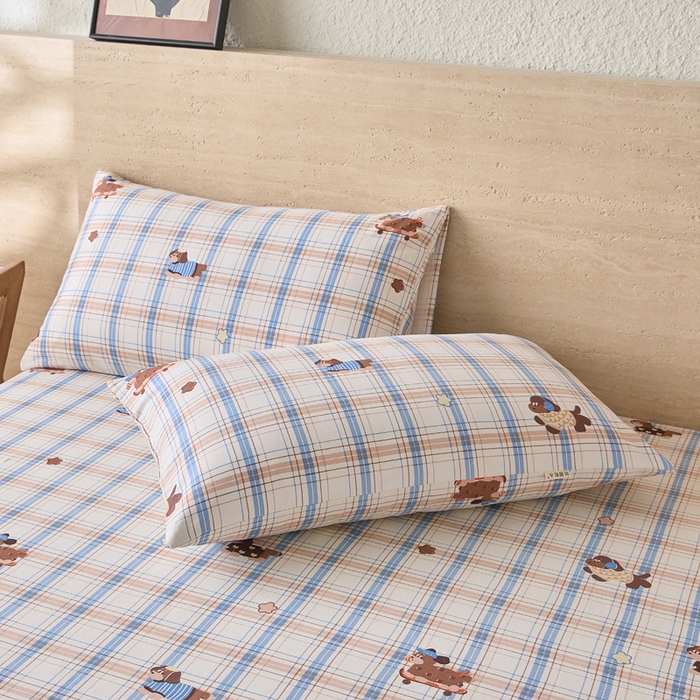 91家纺网 家纺一手货源 找家纺 大元 2026新款全棉纯棉老粗布凉席席子单床单 床单单件 奶萌腊肠狗