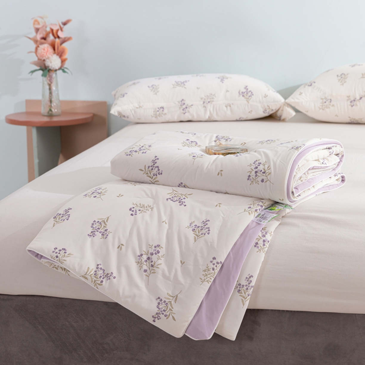 91家纺网 家纺一手货源 找家纺 漫仙阁家纺 2026年新款印花凉感丝夏被空调被学生夏凉被 莫奈花园