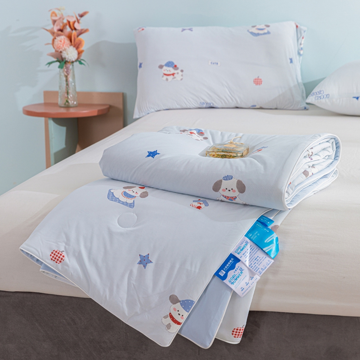 91家纺网 家纺一手货源 找家纺 漫仙阁家纺 2026年新款印花凉感丝夏被空调被学生夏凉被 皮皮