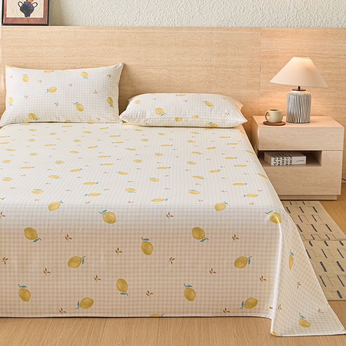 91家纺网 家纺一手货源 找家纺 大元 2026新款全棉纯棉老粗布凉席席子单床单 床单单件 夏日柠檬